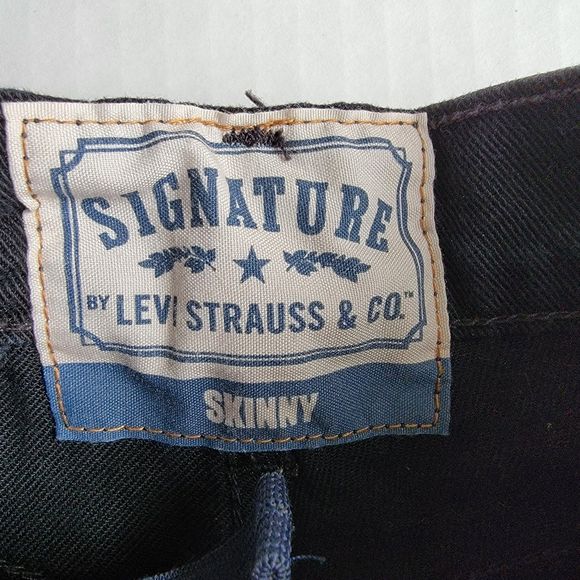 Signature By Levi Strauss & Co Black Denim Jeans Skinny - Size 5 Regular - Picture 6 of 7
